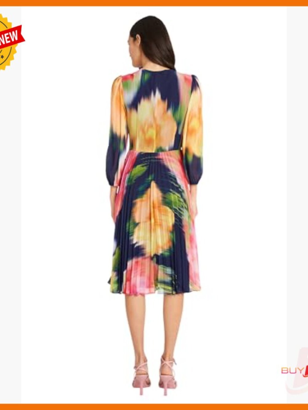 Long Sleeve Chiffon Empire Waist Dress, Formal Wedding Guest - Picture 3 of 7